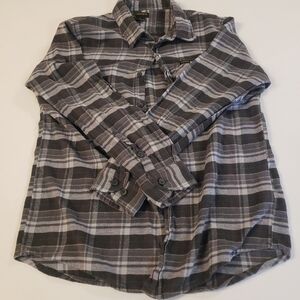 Black stripe plaid Stanley long sleeve button down shirt size L